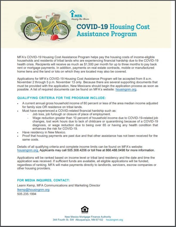COVID19 Housing Cost Assistance Program Silver City Radio
