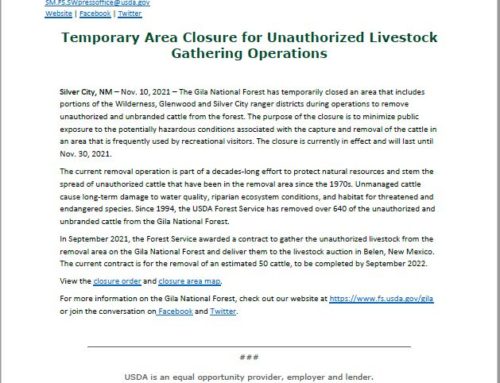 Gila National Forest Temporary Area Closure
