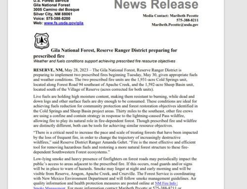 Gila National Forest, Reserve Ranger District preparing for prescribed fire