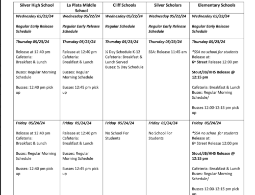 Silver Consolidated Schools End of the 2023-2024 Year Schedule