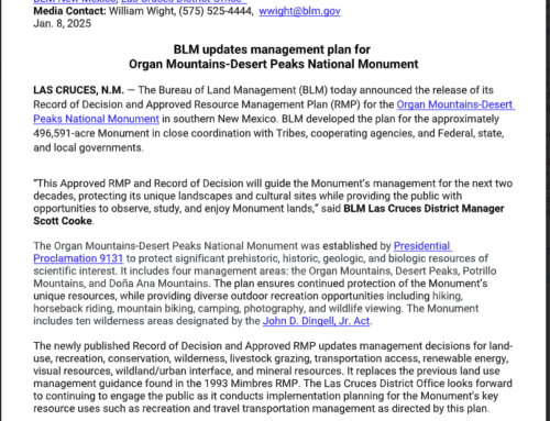 BLM Management Plan for Organ Mountains-Desert Peaks National Monument