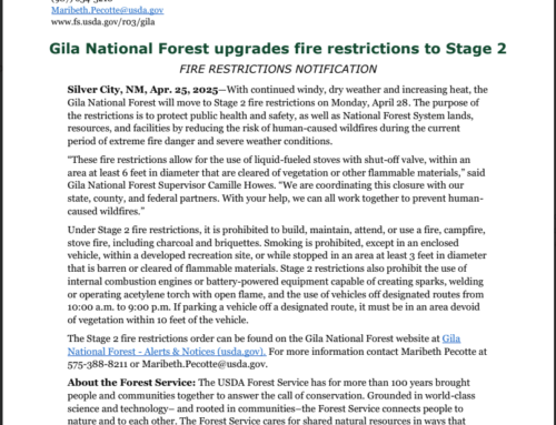 Gila National Forest Stage 2 Fire Restrictions