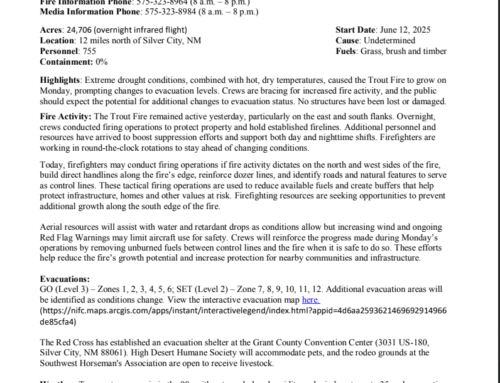 Trout Fire Update