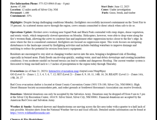 Trout Fire Update: Tuesday, June 24th, 2025