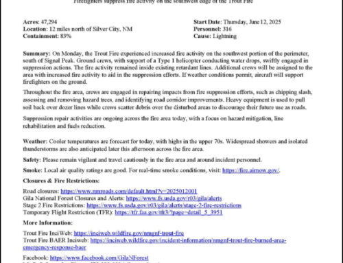 Trout Fire Update: Tuesday, July 1st, 2025