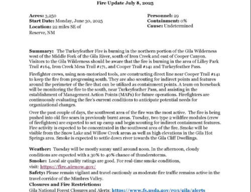TurkeyFeather Fire Update: Wednesday, July 9th, 2025