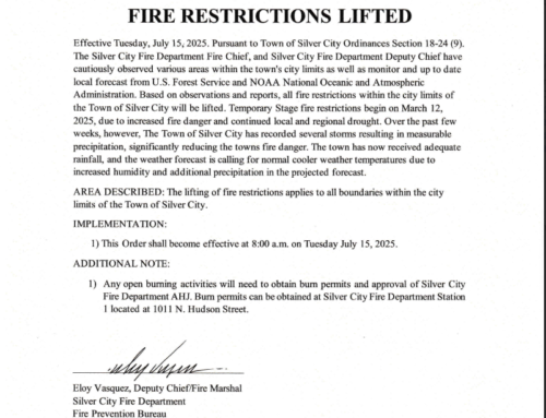 Silver City Fire Restrictions Lifted