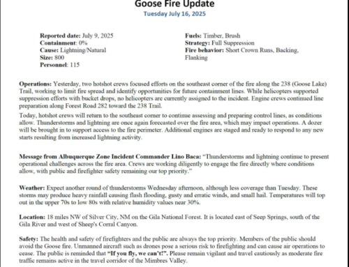 Goose Fire Update: Wednesday, July 16th, 2025