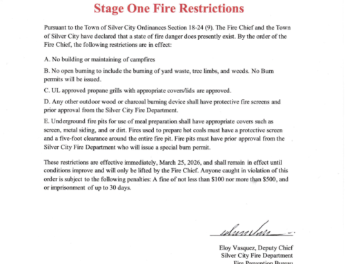 Silver City Fire Department Stage One Fire Restrictions