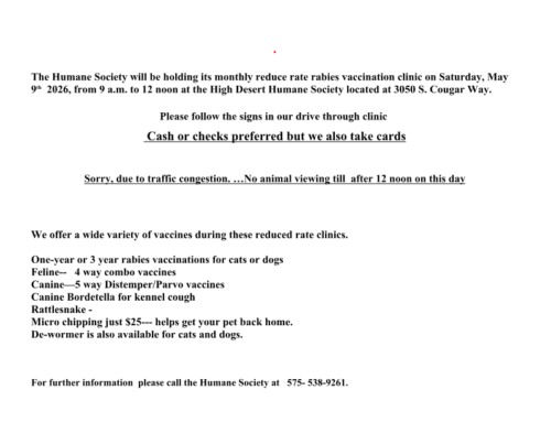 Silver City High Desert Humane Society Shot Clinic