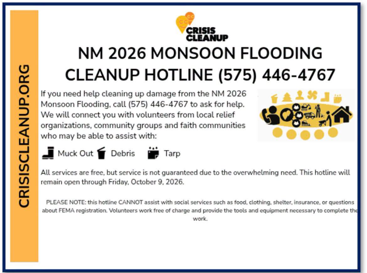 NM Monsoon Flooding Cleanup Hotline
